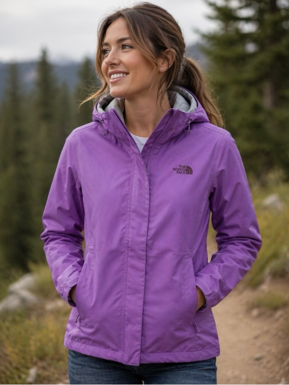 The North Face Women’s DryVent Waterproof Rain Jacket Purple Small Petite